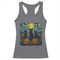 Cat Starry Night Racerback Tank Top Funny Cat Lover Gifts Halloween Van Gogh - Wonder Print Shop