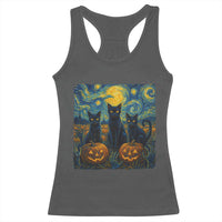 Cat Starry Night Racerback Tank Top Funny Cat Lover Gifts Halloween Van Gogh - Wonder Print Shop