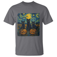 Cat Starry Night T Shirt Funny Cat Lover Gifts Halloween Van Gogh - Wonder Print Shop