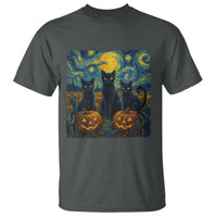 Cat Starry Night T Shirt Funny Cat Lover Gifts Halloween Van Gogh - Wonder Print Shop