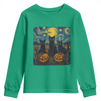 Cat Starry Night Youth Sweatshirt Funny Cat Lover Gifts Halloween Van Gogh - Wonder Print Shop
