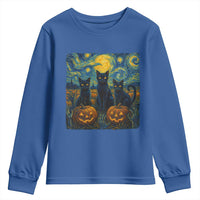 Cat Starry Night Youth Sweatshirt Funny Cat Lover Gifts Halloween Van Gogh - Wonder Print Shop