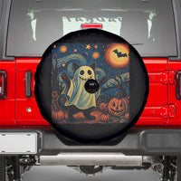 Funny Halloween Ghost Cat Spare Tire Cover Starry Night Van Gogh Cat Lover Gifts - Wonder Print Shop
