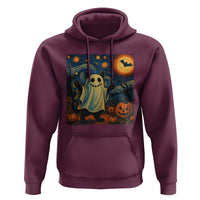 Funny Halloween Ghost Cat Hoodie Starry Night Van Gogh Cat Lover Gifts - Wonder Print Shop