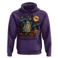 Funny Halloween Ghost Cat Hoodie Starry Night Van Gogh Cat Lover Gifts - Wonder Print Shop