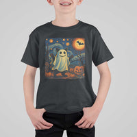 Funny Halloween Ghost Cat T Shirt For Kid Starry Night Van Gogh Cat Lover Gifts - Wonder Print Shop