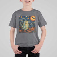 Funny Halloween Ghost Cat T Shirt For Kid Starry Night Van Gogh Cat Lover Gifts - Wonder Print Shop