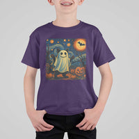 Funny Halloween Ghost Cat T Shirt For Kid Starry Night Van Gogh Cat Lover Gifts - Wonder Print Shop