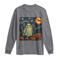 Funny Halloween Ghost Cat Long Sleeve Shirt Starry Night Van Gogh Cat Lover Gifts - Wonder Print Shop