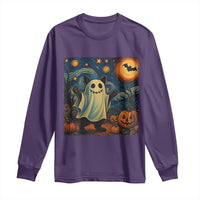 Funny Halloween Ghost Cat Long Sleeve Shirt Starry Night Van Gogh Cat Lover Gifts - Wonder Print Shop