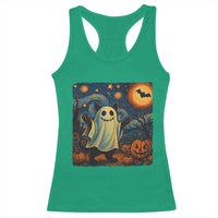 Funny Halloween Ghost Cat Racerback Tank Top Starry Night Van Gogh Cat Lover Gifts - Wonder Print Shop
