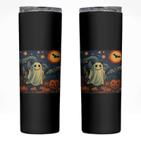 Funny Halloween Ghost Cat Skinny Tumbler Starry Night Van Gogh Cat Lover Gifts - Wonder Print Shop