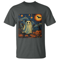 Funny Halloween Ghost Cat T Shirt Starry Night Van Gogh Cat Lover Gifts - Wonder Print Shop