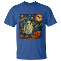 Funny Halloween Ghost Cat T Shirt Starry Night Van Gogh Cat Lover Gifts - Wonder Print Shop