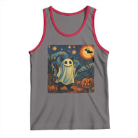 Funny Halloween Ghost Cat Tank Top Starry Night Van Gogh Cat Lover Gifts - Wonder Print Shop