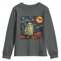 Funny Halloween Ghost Cat Youth Sweatshirt Starry Night Van Gogh Cat Lover Gifts - Wonder Print Shop