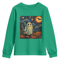 Funny Halloween Ghost Cat Youth Sweatshirt Starry Night Van Gogh Cat Lover Gifts - Wonder Print Shop