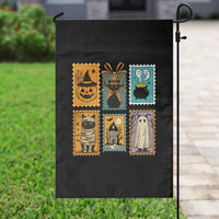 Black Cat Pumpkin Garden Flag Retro Halloween Ghots Cat Stamp - Wonder Print Shop