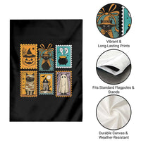 Black Cat Pumpkin Garden Flag Retro Halloween Ghots Cat Stamp - Wonder Print Shop