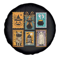 Black Cat Pumpkin Spare Tire Cover Retro Halloween Ghots Cat Stamp - Wonder Print Shop
