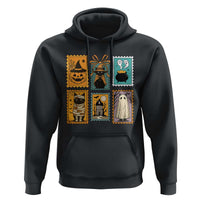 Black Cat Pumpkin Hoodie Retro Halloween Ghots Cat Stamp - Wonder Print Shop