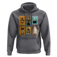 Black Cat Pumpkin Hoodie Retro Halloween Ghots Cat Stamp - Wonder Print Shop