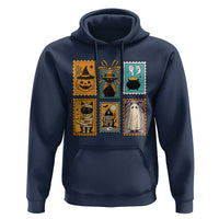 Black Cat Pumpkin Hoodie Retro Halloween Ghots Cat Stamp - Wonder Print Shop