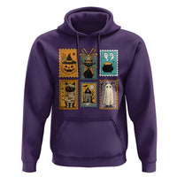 Black Cat Pumpkin Hoodie Retro Halloween Ghots Cat Stamp - Wonder Print Shop