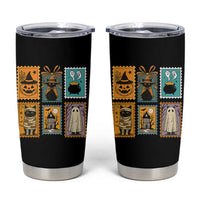 Black Cat Pumpkin Tumbler Cup Retro Halloween Ghots Cat Stamp - Wonder Print Shop