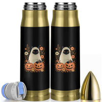 Vintage Halloween Ghost Cat Bullet Tumbler Groovy Floral Cute Black Cat Ghost Fall Pumpkin - Wonder Print Shop