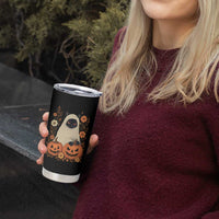 Vintage Halloween Ghost Cat Tumbler Cup Groovy Floral Cute Black Cat Ghost Fall Pumpkin - Wonder Print Shop