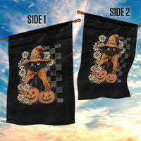 Boho Cat Wild Flowers Garden Flag Vintage Autumn Cozy Black Cat Pumpkin Halloween