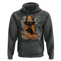 Boho Cat Wild Flowers Hoodie Vintage Autumn Cozy Black Cat Pumpkin Halloween