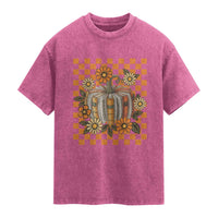 Book Pumpkin Washed Cotton T-Shirt Fall Halloween Book Lover Bookish Gift
