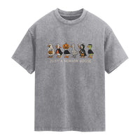 Halloween Funny Goose Washed Cotton T-Shirt Spooky Season 90s Horror Movie