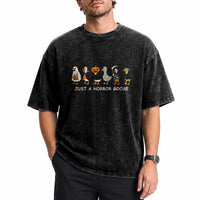 Halloween Funny Goose Washed Cotton T-Shirt Spooky Season 90s Horror Movie