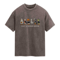 Halloween Funny Goose Washed Cotton T-Shirt Spooky Season 90s Horror Movie