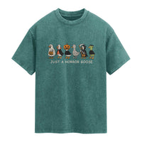 Halloween Funny Goose Washed Cotton T-Shirt Spooky Season 90s Horror Movie