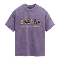 Halloween Funny Goose Washed Cotton T-Shirt Spooky Season 90s Horror Movie