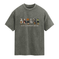 Halloween Funny Goose Washed Cotton T-Shirt Spooky Season 90s Horror Movie