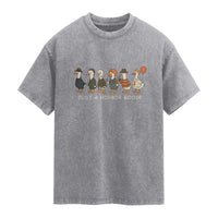 Halloween Funny Goose Costume Washed Cotton T-Shirt Funny Spooky Season Horror Movie