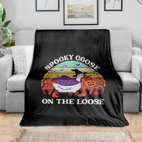 Witchy Silly Goose Throw Blanket Retro Girly Halloween Spooky Goose Lover - Wonder Print Shop