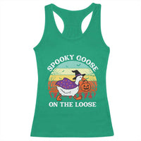 Witchy Silly Goose Racerback Tank Top Retro Girly Halloween Spooky Goose Lover - Wonder Print Shop