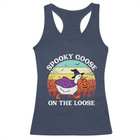 Witchy Silly Goose Racerback Tank Top Retro Girly Halloween Spooky Goose Lover - Wonder Print Shop