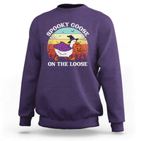 Witchy Silly Goose Sweatshirt Retro Girly Halloween Spooky Goose Lover - Wonder Print Shop