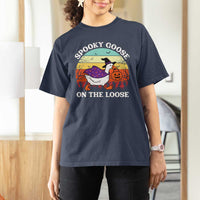 Witchy Silly Goose T Shirt For Women Retro Girly Halloween Spooky Goose Lover - Wonder Print Shop