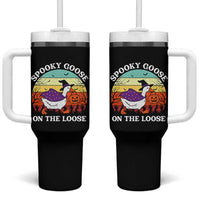 Witchy Silly Goose Tumbler With Handle Retro Girly Halloween Spooky Goose Lover - Wonder Print Shop