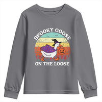 Witchy Silly Goose Youth Sweatshirt Retro Girly Halloween Spooky Goose Lover - Wonder Print Shop