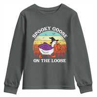 Witchy Silly Goose Youth Sweatshirt Retro Girly Halloween Spooky Goose Lover - Wonder Print Shop