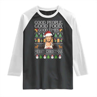 True Crime Ugly Christmas Raglan Shirt Funny Jeffrey Dahmer Good Food Sick Humor - Wonder Print Shop